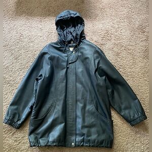 Vintage 80’s Middlebrook Park Genuine Leather Men’s Black Coat Size Large